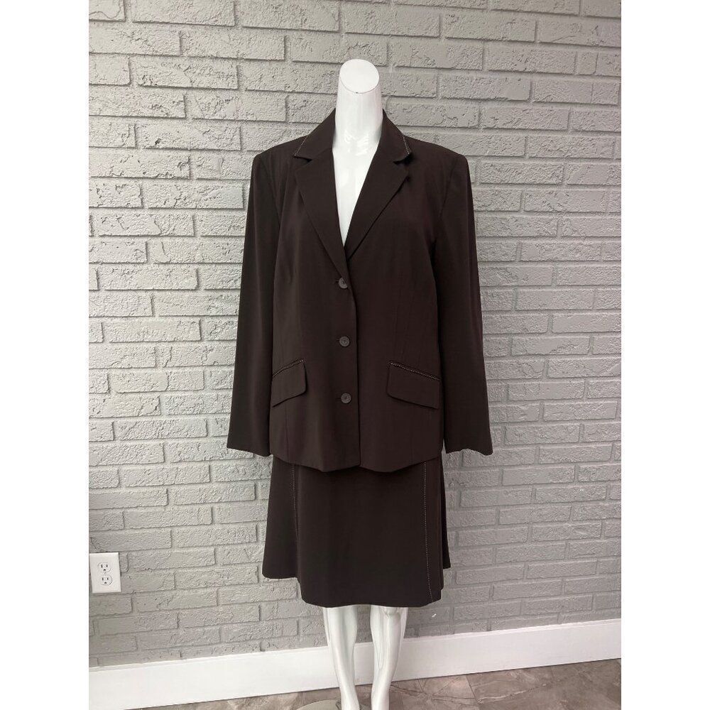 Norton McNaughton Women Brown Career Skirt Suit Size 16